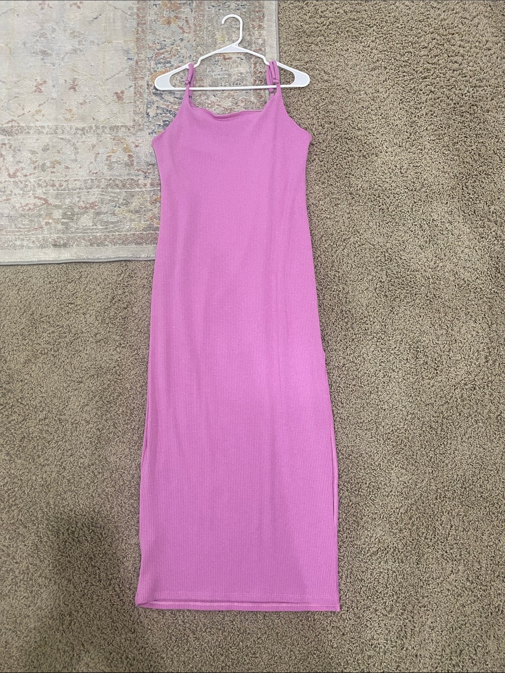 Vici Pink Ribbed Tank Midi Dress